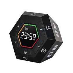 Pomodoro-ajastin, tuottavuusajastin, 3, 5, 15, 30, 45, 60 minuutin esiasetettu älykäs ajastin, aika m Musta