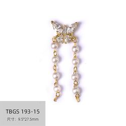 Søm Zircon Star Moon Heart Pearl Kanin Sommerfugl Kæde Negledekoration Guld fra 19315