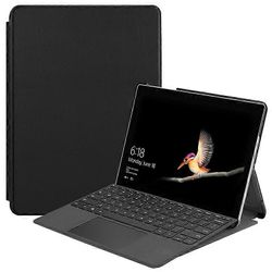Yhteensopiva Microsoft Surface Go/Go 2/Go3 Tri-fold Stand PU Leather + PC Tablet Case -kotelon kanssa kynäpaikalla Musta