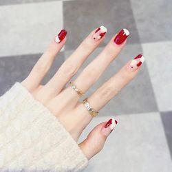 Bærbar negle patch aftagelig blød negle patch gelé lim færdig søm patch wearable nail patch Jordbær milkshake
