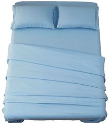 Linkrunning Sengelinned sæt Super Soft Microfiber 1800 Tråd tæller Luksus egyptiske lagner 16-tommer dyb lommeRynke-3 stykke (søblå, tvilling) Lake...