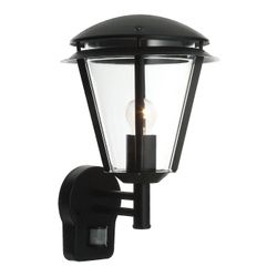 Endon Collection Lighting Inova PIR 1 Lys Udendørs Væg Lanterne Matt Sort, Klar polycarbonat IP44, E27