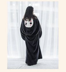 Anime Spirited Away Kigurumi -pyjamat Ei kasvot mies Muhkea talvi flanelli aikuisten sarjakuva anime cosplay puku 160CM