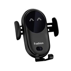 Smart Bil trådløs oplader telefonholder Smart automatisk sensor bil telefonholder sort