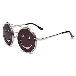 Manchalk Smilende face shades flip solbriller mode briller sjove solbriller Pink