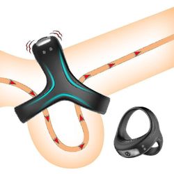 Hppyn Sperm Lock Ring Male Sperm Lock Triangle Ring USB-lading Vibrasjon Massasje Male Masturator morsomme produkter