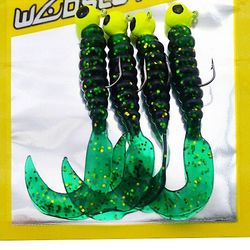 Unbrand 4pcs 3.5g Jig Krog med 6cm Soft Tail Lure Bait Madgnat Silica Fiskegrej Grub Agn til fiskeri aborre Tackle Farve9