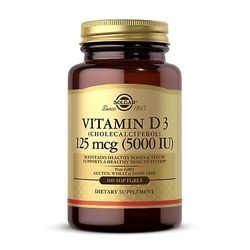 Solgar Vitamin D3 (Cholecalciferol), 5000 IE, 100 S geler (pakke med 1)