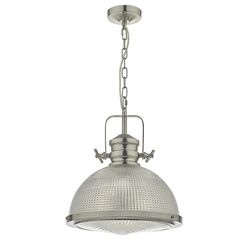 Dar Lighting Peyton Dome vedhæng Lys Satin Nikkel Og Tekstureret Glas, 1x E27