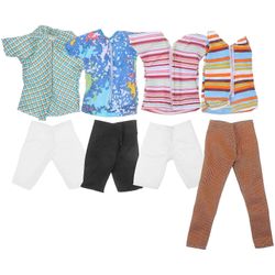 4 sarjaa Miniatyyri nukkevaatteet Miesten nukkevaatteet Korvaavat kesänuken vaatteet Sekalaiset värit 10.00X6.20X0.20CM