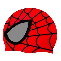 Funny Spider-Man Lasten uimalakki Tytöt Pojat Unisex Uima-altaan hattu Vedenpitävä silikoni Kestävä 3-9Y Punainen