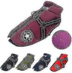 Suuri lemmikkikoiratakki valjailla Talvi Lämpimät koiranvaatteet Vedenpitävä Musta XL