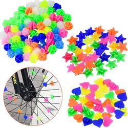 Xqday 144pcs Bike Eger Perler - Plastic Cykel Eger Wheel Dekorationer, diverse farver talte Klip, Runde Perler, Heart og Star For Boys Girls Børn