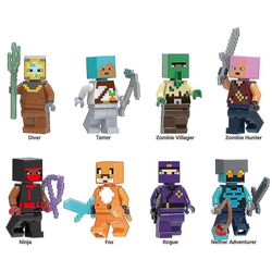 8stk/sæt Minicraft Series Minifigures Byggeklodssæt, Spil Mini Action figurer Legetøj Julegaver til 6 år + Børn Drenge Piger