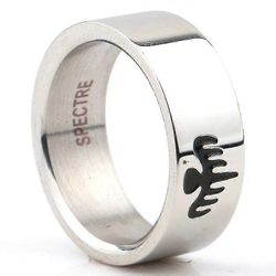 Uusi trendikäs James Bond 007 Spectre Ring Miehet S Sormus Muoti Metalli Kiillotettu Ghost Pattern Sormus Tarvikkeet Juhlakorut 8 Silver
