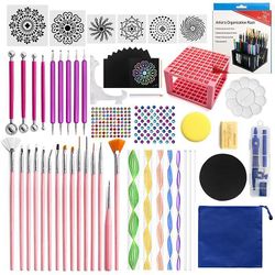 62 Pcs mandala maleri værktøj skabelon diy graffiti kunst søm forsyninger på37