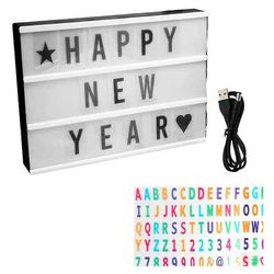 Cinema Light Box henkilökohtaiset neonkyltit, lämpimät valkoiset LEDit valolaatikko kirjaimilla, numeroilla, symboleilla Kortiteräänä