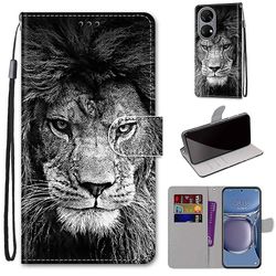Foxdock Sag til Huawei P50 Creative Mønster Tui magnetisk kort holder tegnebog - Lion