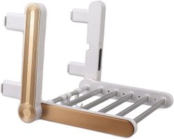 Sähkölämmitteinen pyyheteline, 6 taitettavaa alumiinista energiaa säästävää pyyhekuivaintankoa parvekkeelle (EU-pistoke)