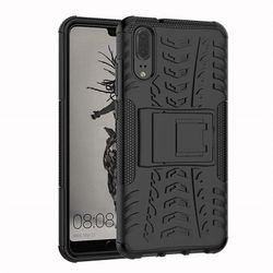 Stødsikker rustning sag for Huawei mate 20 med kickstand all inclusive dække sort rpc2397