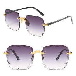Liltop Square Rimless Overdimensionerede kvinder solbriller Gradient Uv400 Beskyttelse Lens Gradient grå