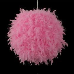 pyöreä sulka lampunvarjostin katto riipus pallo valovarjostin helppo asentaa LED-lamppu Vaaleanpunainen