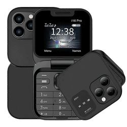 Rainbuvvy i16 Pro 2G Flip -puhelin 1,77 tuuman kaksois-SIM-valmiustilan kamera Pikavalinta Suuri akku Audiosoitin Herätyskello FM-ominaisuuspuhelin...