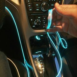 Jying 1-5m bil interiør tilbehør atmosfære lampe koldt lys linje Diy Dekorative Dashboard Konsol Auto LED Ambient Lights Flere farver Lilla 2 Meters