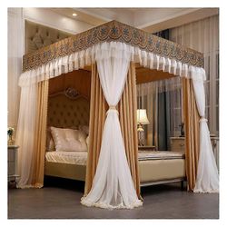 Betthimmel Mit 4 Posterecken, Prinzessinnen Vorhanghimmel Kingsize 180x200x200cm Für 1,5M/1,8M/2M Betten, Staubdicht