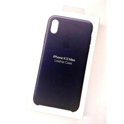 Virallinen aito Apple Iphone Xs Max nahkainen takakotelon kansi Midnight Blue/taupe