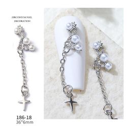 Manicure Zircon smykker søm kæde vedhæng med metal diamant 18618
