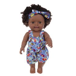 Sort afrikansk sort baby sød krøllet sort 30cm Vinyl Baby Legetøj