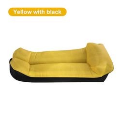 Oppustelig sofa med pude, lys, vandtæt, sammenklappelig, til camping, vandreture, picnic, strand, tilbehør Yellow and black