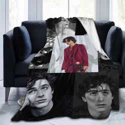 Kerota Timothee Chalamet kaste teppe lett, ultra-myk og komfortabel flanell teppe, mikrofiber fleece teppe, anti-pilling plysj teppe for sofa, seng...