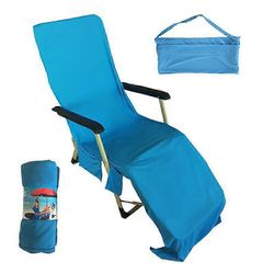 Mikrokuitu sunbath lepotuoli tuoli kattaa rantapyyhkeen nopea kuivuminen taskuilla lomalle Blue