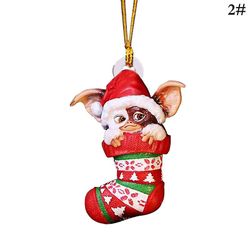 Uclac Gremlins Gizmo Fairy Light Santa Hat Hængende Christmas Figurine Ornament Decor Juletræ Dekoration Multifarve 2