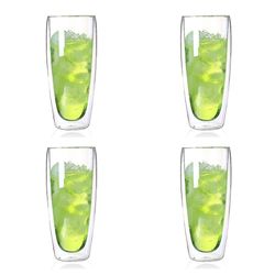 Unbrand 650ml 4pcs /sæt Transparent Dobbelt lag glas te varmebestandig kop