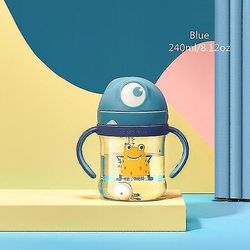 Hmwyv Hmwy-baby Sippy Cup Cute Form Anti Choke Straw Baby Vandflasker (blå)