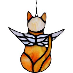 ZHOUBA Angel Cat Anheng Design Akryl Vindu Hengende Angel Wings Black Cat Suncatcher Dekor B