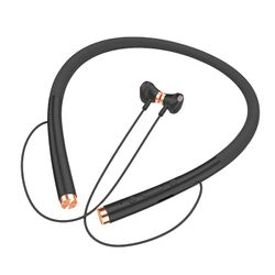 Fiauli nakkebøjle øretelefon Bluetooth 5.0 stereolyd Vandtæt hængende hals trådløst headset Sort