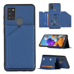 Gangxun Sag For Samsung Galaxy A21s Vintage Cuir Cover Læderetui Kofanger - Bleu