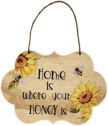 Witdreamer Søde Hjem Dør Tegn Solsikker Bee Plaque Home Garden Terrace Yard Gaver Home is Where You Honey is