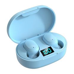 Boeyaa Trådløse hovedtelefoner Bluetooth-øretelefoner Ørepropper med mikrofonopladningsboks Blå