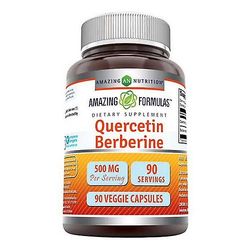 Amazing Nutrition Amazing Formulas Berberine &; Kvertsetiini, 250 mg/250 mg, 90 kasviskorkkia (1 kpl pakkaus)