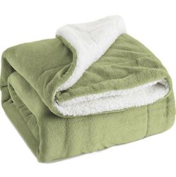 Gemdeck Lamm ull filt dubbelsidig sammet sängfilt Microfiber Fluffy Filt för säng eller soffa grön 150*200cm