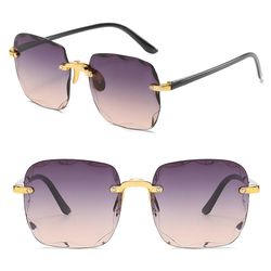 Varychmoo Kvinders Square Rimless solbriller Uv400 Gradient Lens overdimensionerede briller Gradient grå Brown