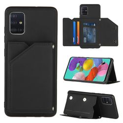 Gangxun Sag til Samsung Galaxy A51 4g Vintage Cuir Cover Læderetui Kofanger - Noir