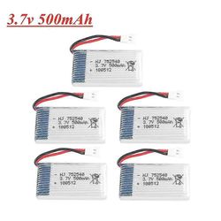 3.7v 500mah Lipo-akku ja 6 in 1 laturi Syma X5c X5c-1 X5 X5sw M68 Cx-30 H5c RC Quadrocopter -osille 3.7V 752540 akku Valkoinen