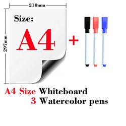 Magnetiske soft whiteboard køleskab klistermærker sletning Memo Opslagstavle A4 3Pen