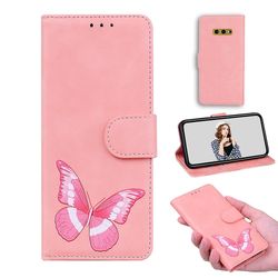 Etui til Samsung Galaxy S10e Butterfly Cover Premium Læder Magnetisk- Pink
